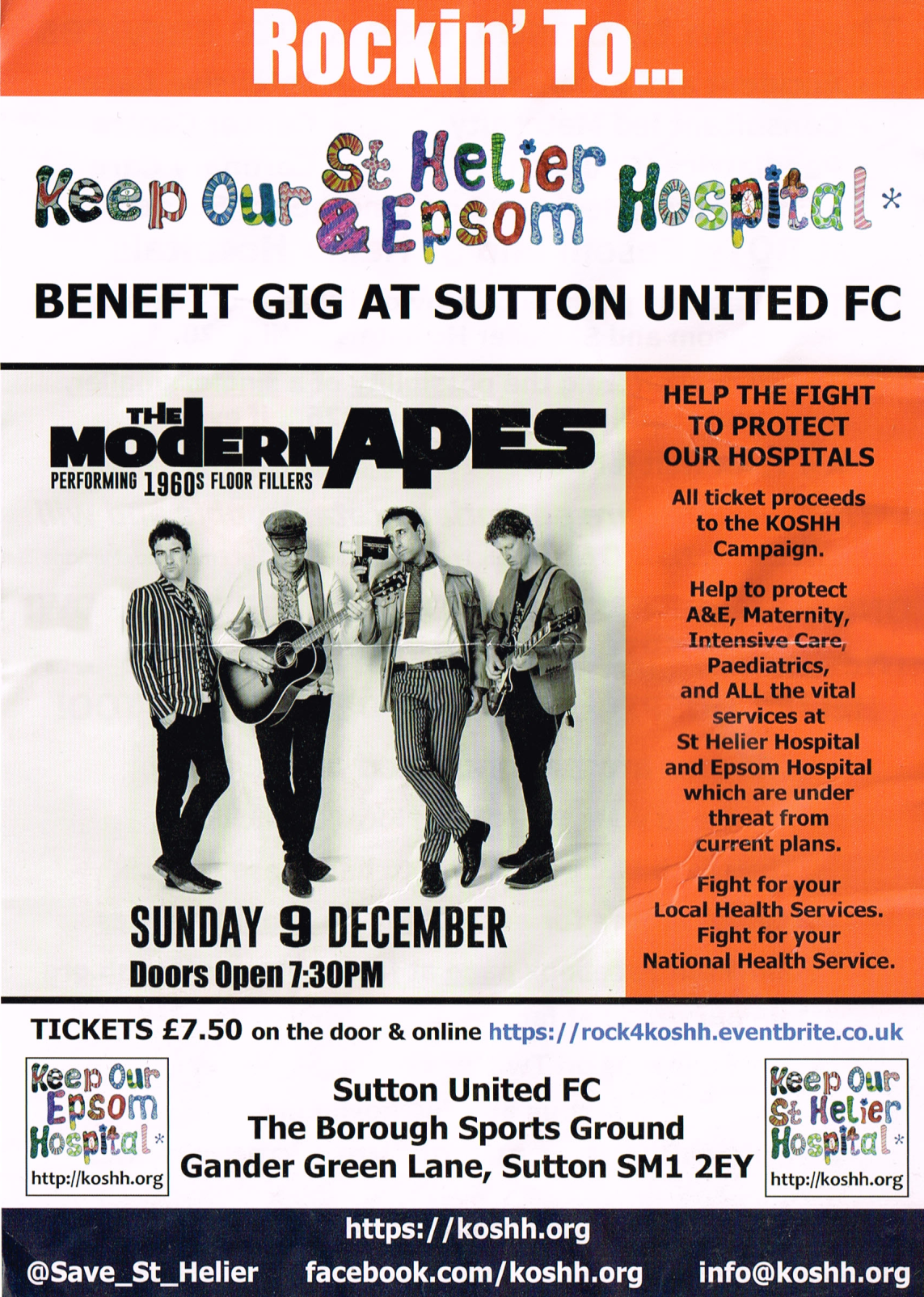 Keep Our St Helier Hospital Benfit Gig At Sutton United FC