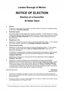 Notice of Election St Helier